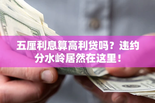 济南五厘利息算高利贷吗？违约分水岭居然在这里！