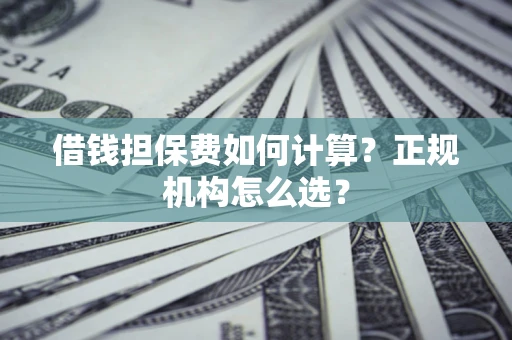 济南借钱担保费如何计算？正规机构怎么选？